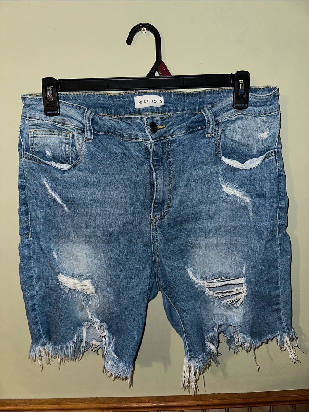 Ms. Cello Light Blue Distressed Denim Bermuda Shorts